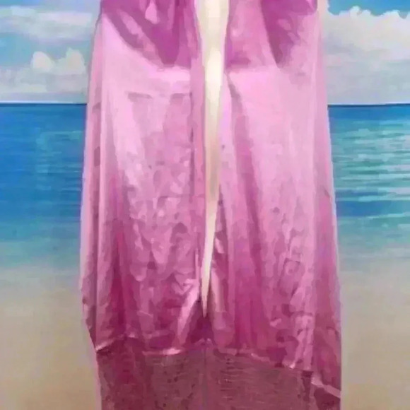 LIZ CLAIBORNE Rectangle ROSE PINK Wide Weave Trim Wrap Hijab Cover Accent Shawl - Picture 8 of 8